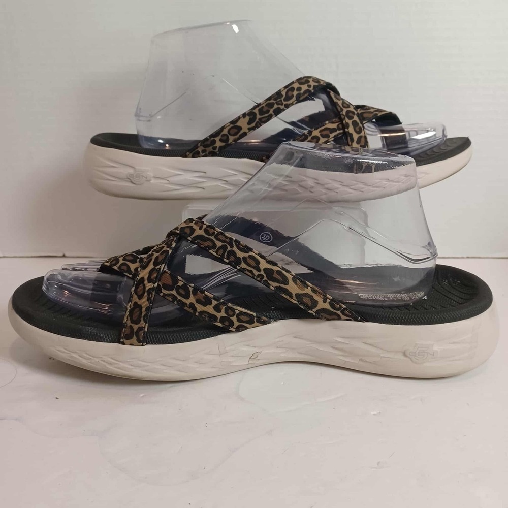 Skechers Womens Goga Mat Strappy Flip Flop Thong Sandals Leopard Size 10
